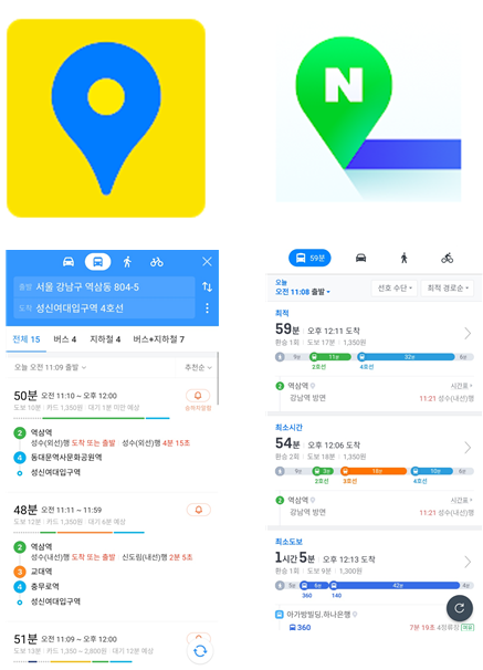 카카오맵/네이버지도 대표 이미지(사진=구글플레이스토어, 앱 內)