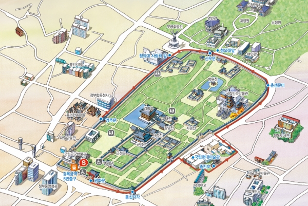 경복궁 돌담길과 청와대 서울도보해설관광 코스 지도(자료=서울시)