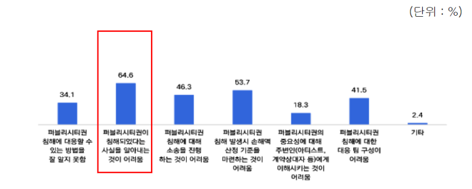 퍼블리시티권 관련 애로사항(중복선택)(자료=특혀청)