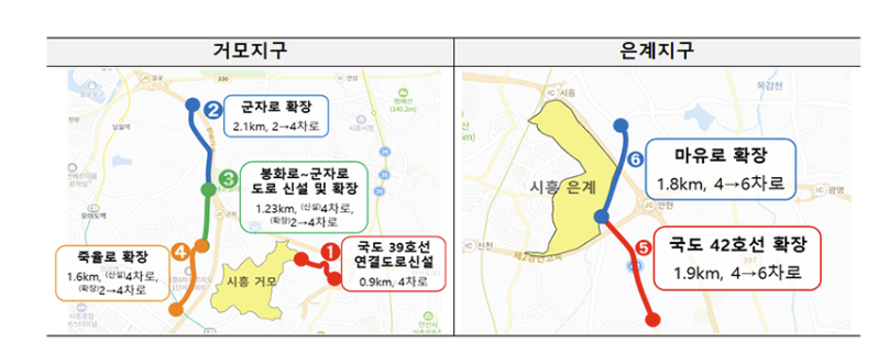 거모지구(왼), 은계지구. (자료=국토교통부 대도시권광역교통위원회)