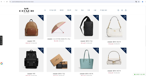 coachoutletdeals.shop 사이트 메인 화면