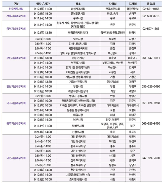 찾아가는 마을세무사 방문일정(자료=행안부)